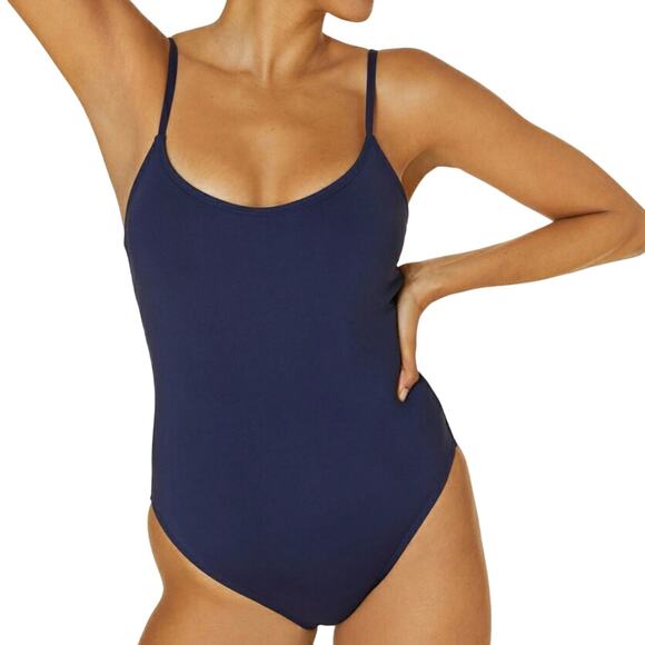 Andie Amalfi One Piece Navy Blue Scoop Neck Adjustable Straps Swim Size L New - Picture 1 of 10